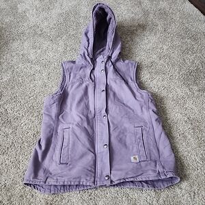 CARHARTT LAVENDER HOODED SHERPA VEST WOMEN'S SZ LARGE 12/14